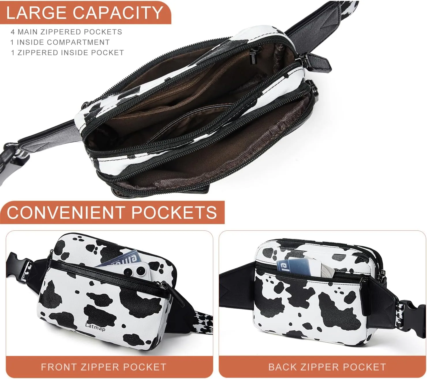 3L Fanny Packs Belt Bag for Women Small Everywhere Crossbody Bag Waist Bag Faux Leather Sling Chest Bag Purse