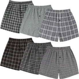 BAMBOO COOL Men's Woven Boxer Shorts,Classic Relaxed Fit,Plaid Boxers for Men,lightweight Men's underwear 6 Pack