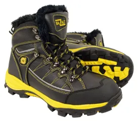 Bazalt MBM9124 Men's Faux Fur Lined Black with Yellow Water and Frost Proof Leather Outdoor Boots