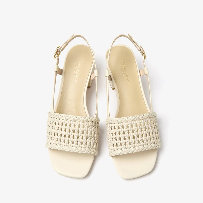 BeauToday Woven Design Block Heel Sandals for Women