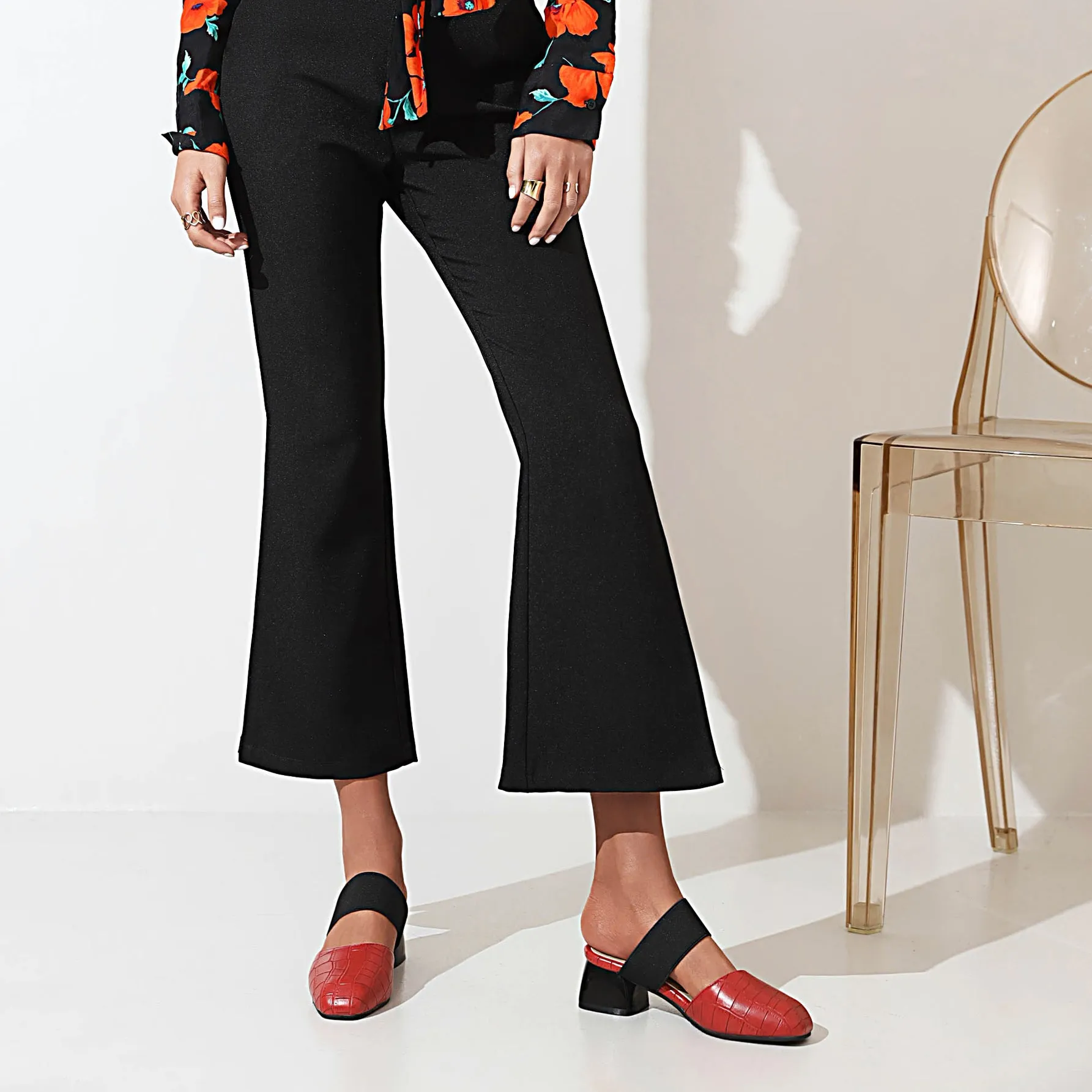 Bigsizeheels Simple Round Toe Flat Sandals - Red