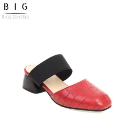 Bigsizeheels Simple Round Toe Flat Sandals - Red