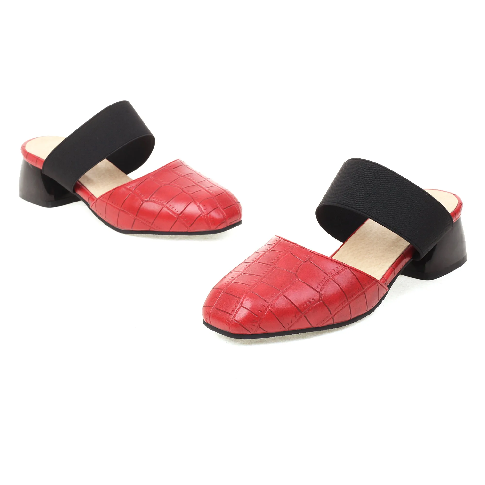 Bigsizeheels Simple Round Toe Flat Sandals - Red
