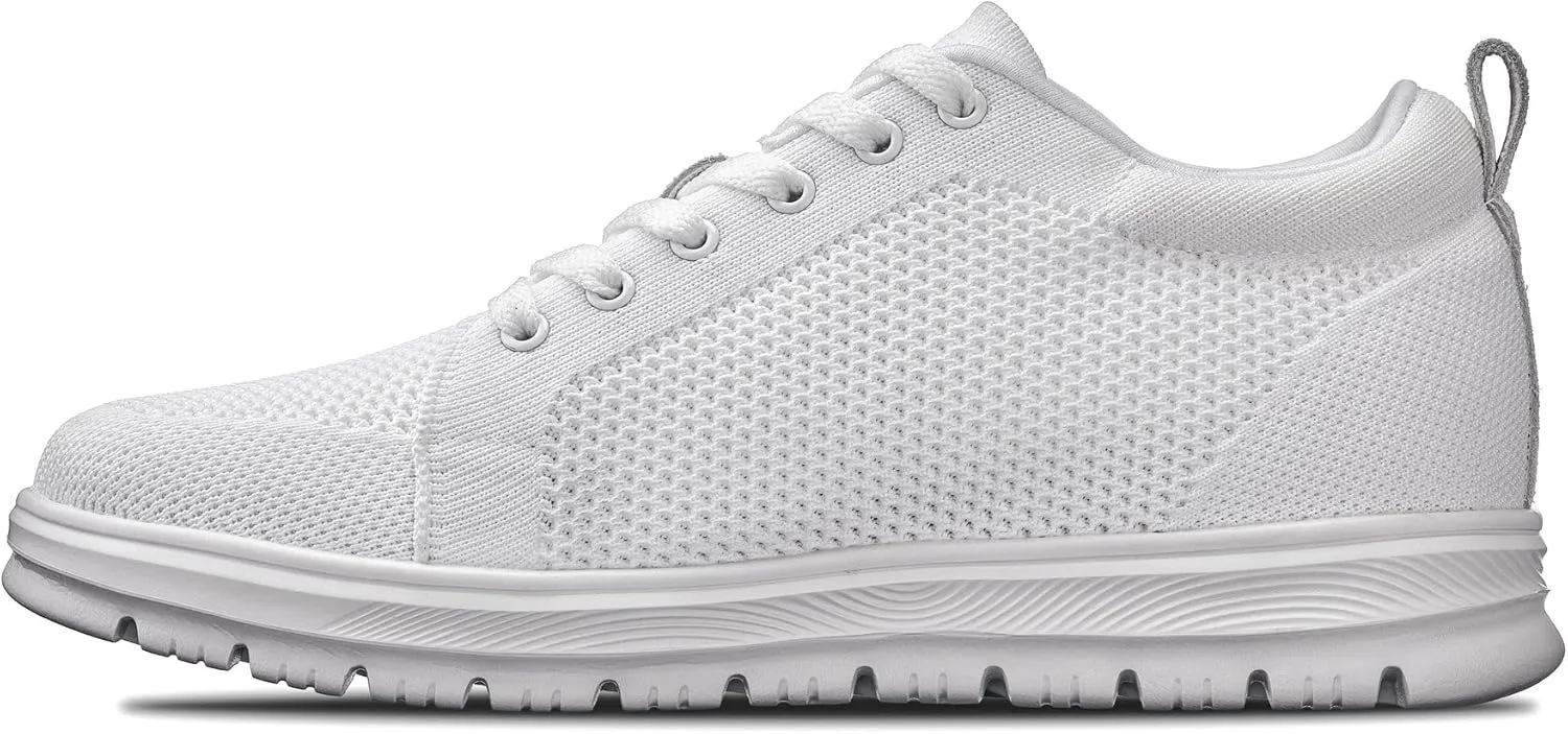 CALTO Men's Invisible Height Increasing Elevator Casual Shoes - White/White Sole Light-Weight Lace-up Knitted Casual Sporty Sneakers - 2.4 Inches Taller - X2321 - Size 8 D(M) US