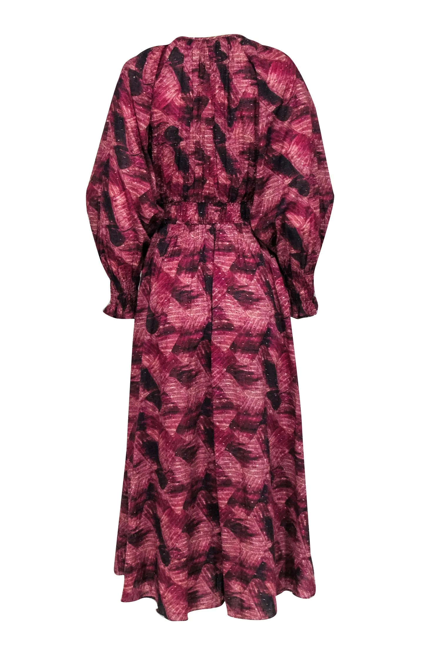 Chufy - Maroon, Beige, & Black Print Maxi Dress Sz S