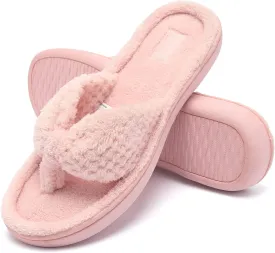 CIOR Women's Cozy Memory Foam Spa Thong Flip Flops House Indoor Slippers Plush Gridding Velvet Lining Clog Style-U1MTW017-0716