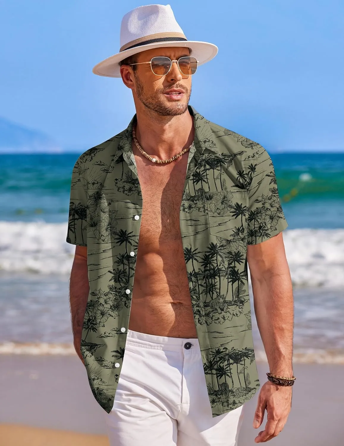 COOFANDY Mens Hawaiian Shirt Short Sleeve Button Down Shirts Tropical Summer Beach Shirts Casual Floral Aloha Shirts