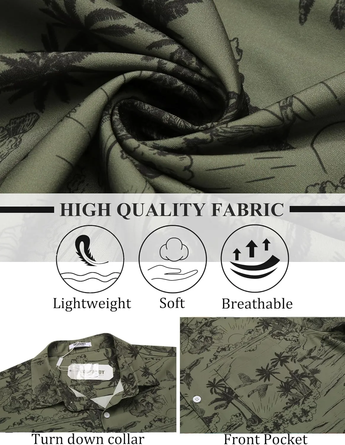 COOFANDY Mens Hawaiian Shirt Short Sleeve Button Down Shirts Tropical Summer Beach Shirts Casual Floral Aloha Shirts