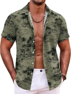 COOFANDY Mens Hawaiian Shirt Short Sleeve Button Down Shirts Tropical Summer Beach Shirts Casual Floral Aloha Shirts