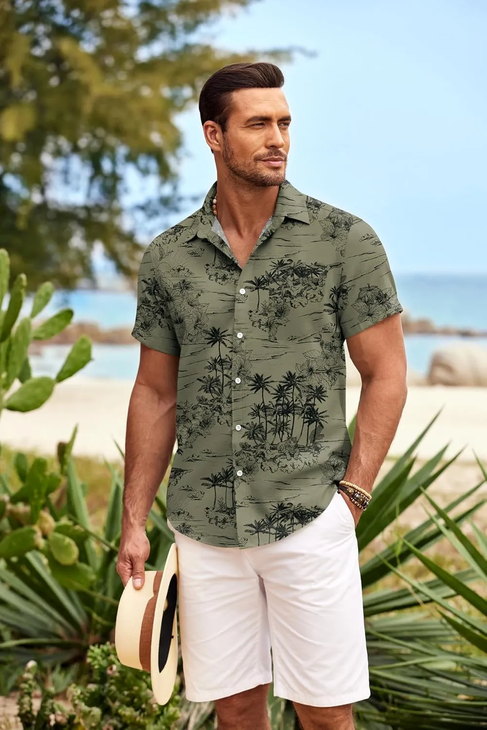 COOFANDY Mens Hawaiian Shirt Short Sleeve Button Down Shirts Tropical Summer Beach Shirts Casual Floral Aloha Shirts