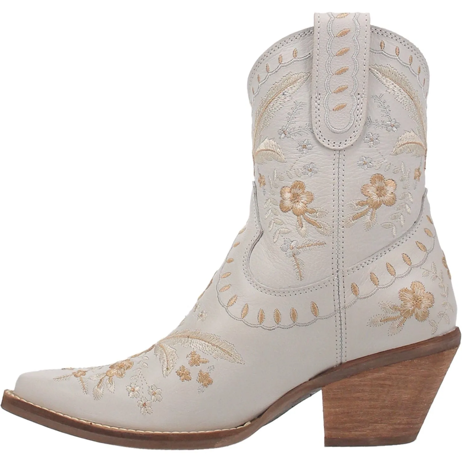 Dingo Women's #Primrose White Floral Ankle Western Booties DI 748