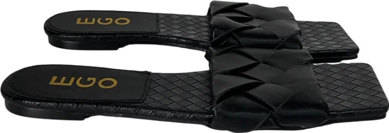 Ego Black Woven Square Toe Sandals UK 4 EU 37 👠