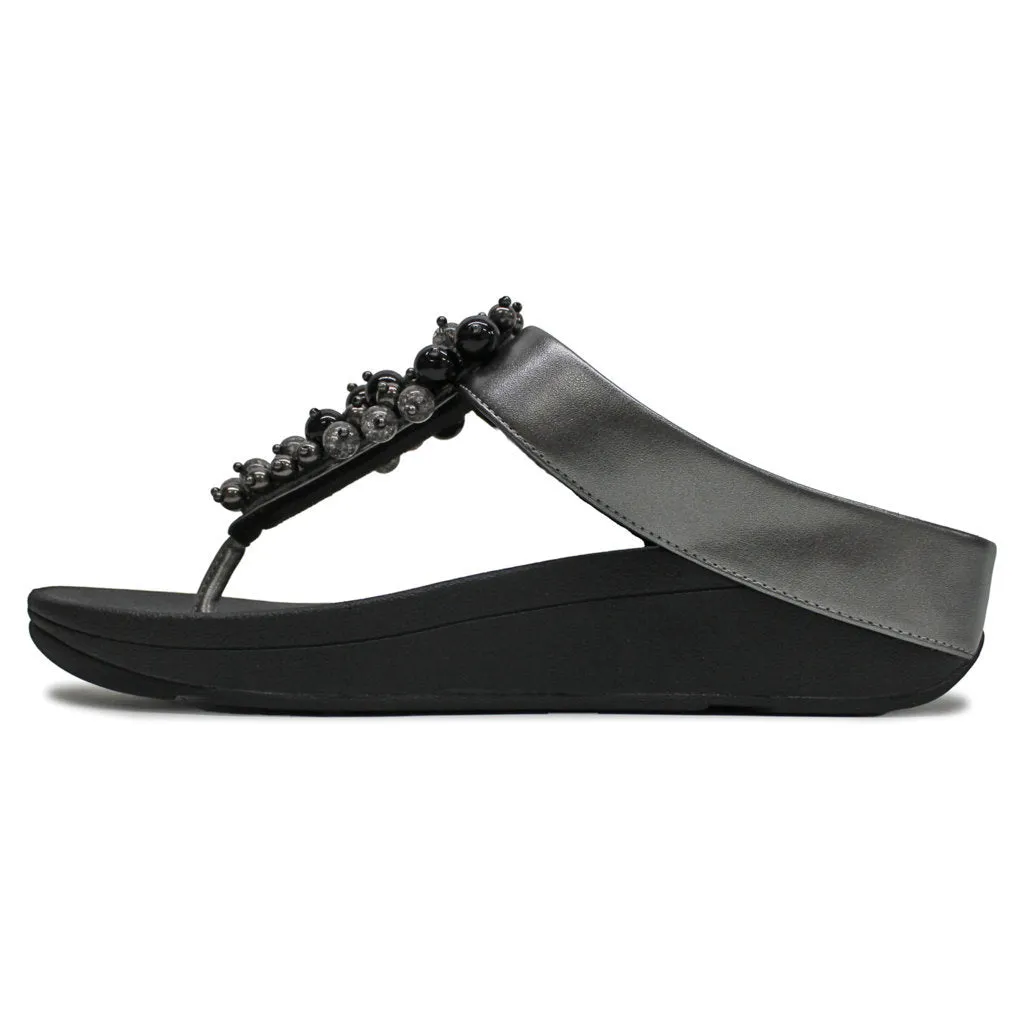 FitFlop Fino Bauble Bead Toe Post Synthetic Leather Women's Slip On Sandals