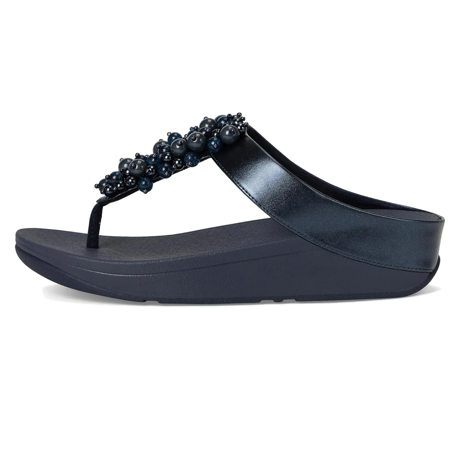 FitFlop Fino Bauble Bead Toe Post Synthetic Leather Women's Slip On Sandals