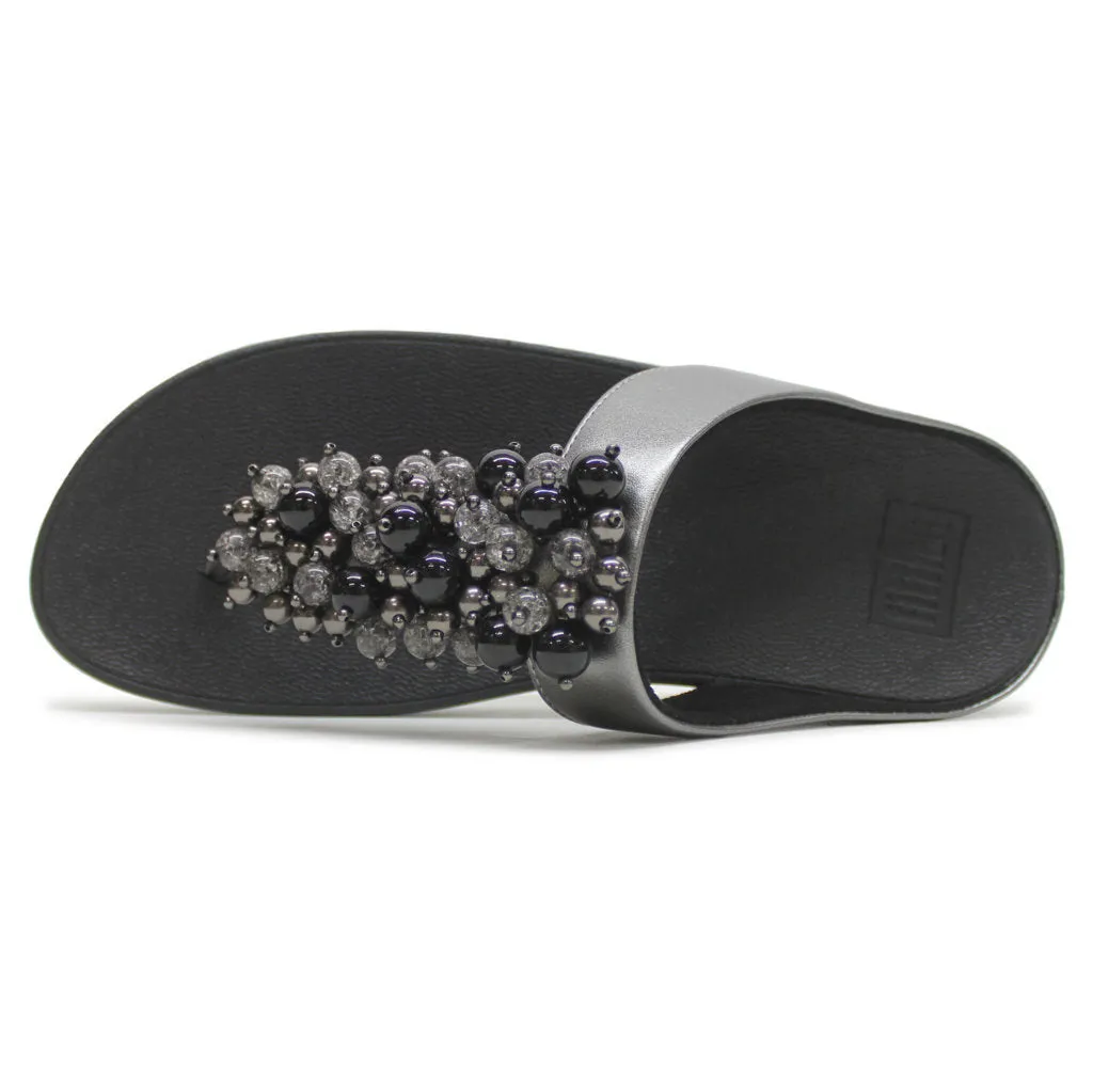 FitFlop Fino Bauble Bead Toe Post Synthetic Leather Women's Slip On Sandals