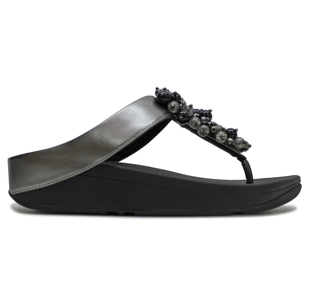 FitFlop Fino Bauble Bead Toe Post Synthetic Leather Women's Slip On Sandals