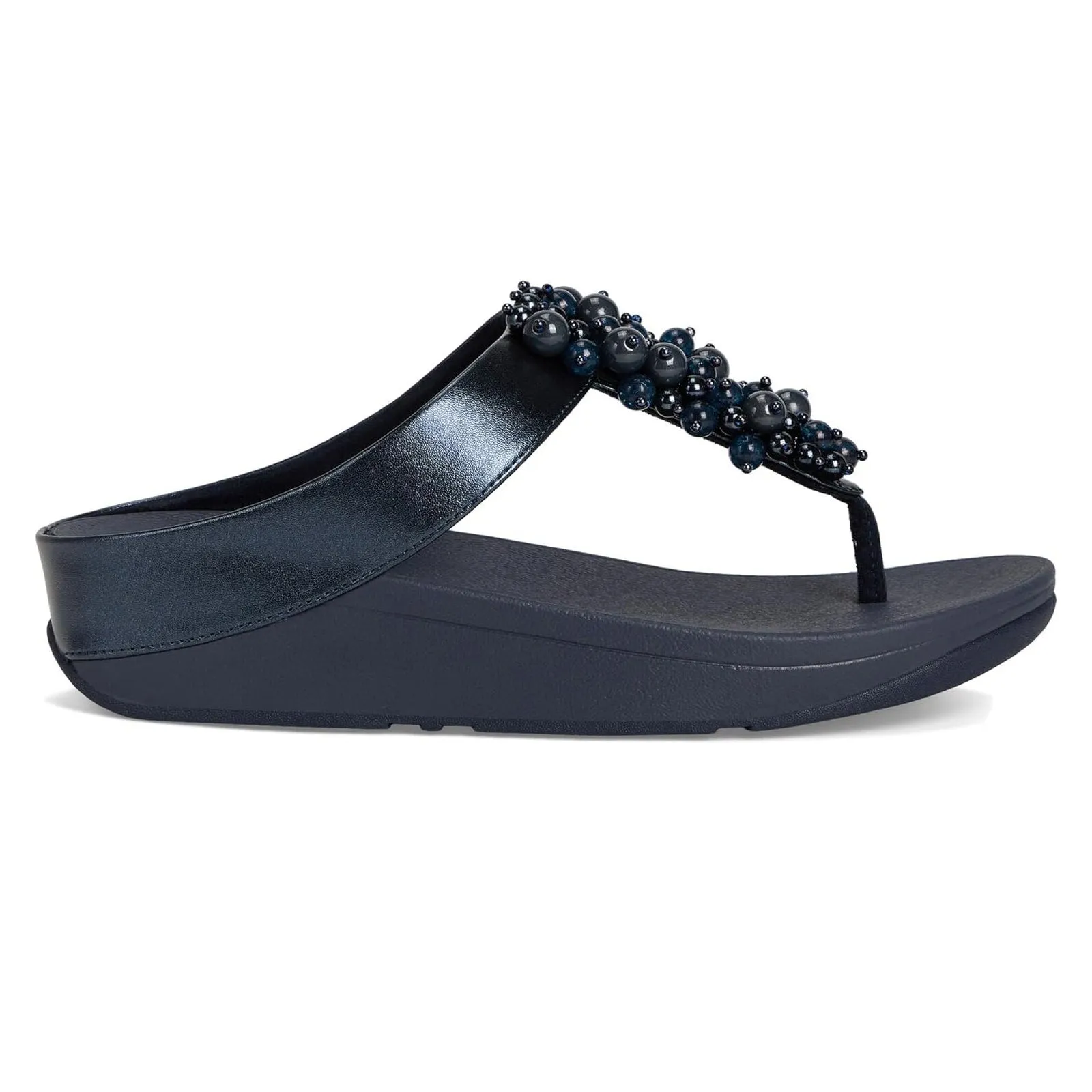 FitFlop Fino Bauble Bead Toe Post Synthetic Leather Women's Slip On Sandals