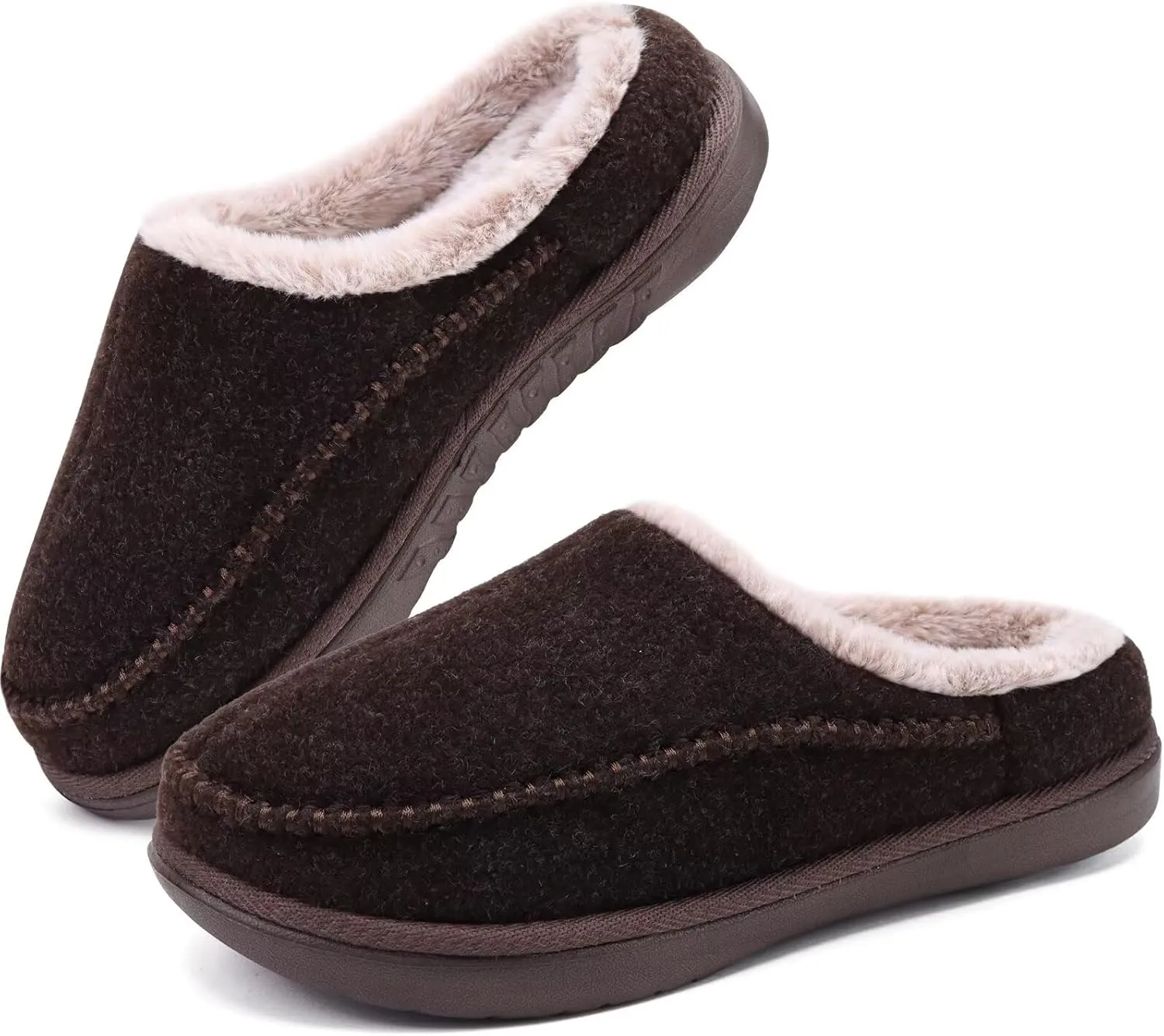 KuaiLu Mens Clog Slippers with Arch Support Suede Faux Fur Memory Foam Warm House Shoes Comfortable Slip-on Mans Bedroom Indoor Outdoor Slippers Rubber Sole Size 7-16