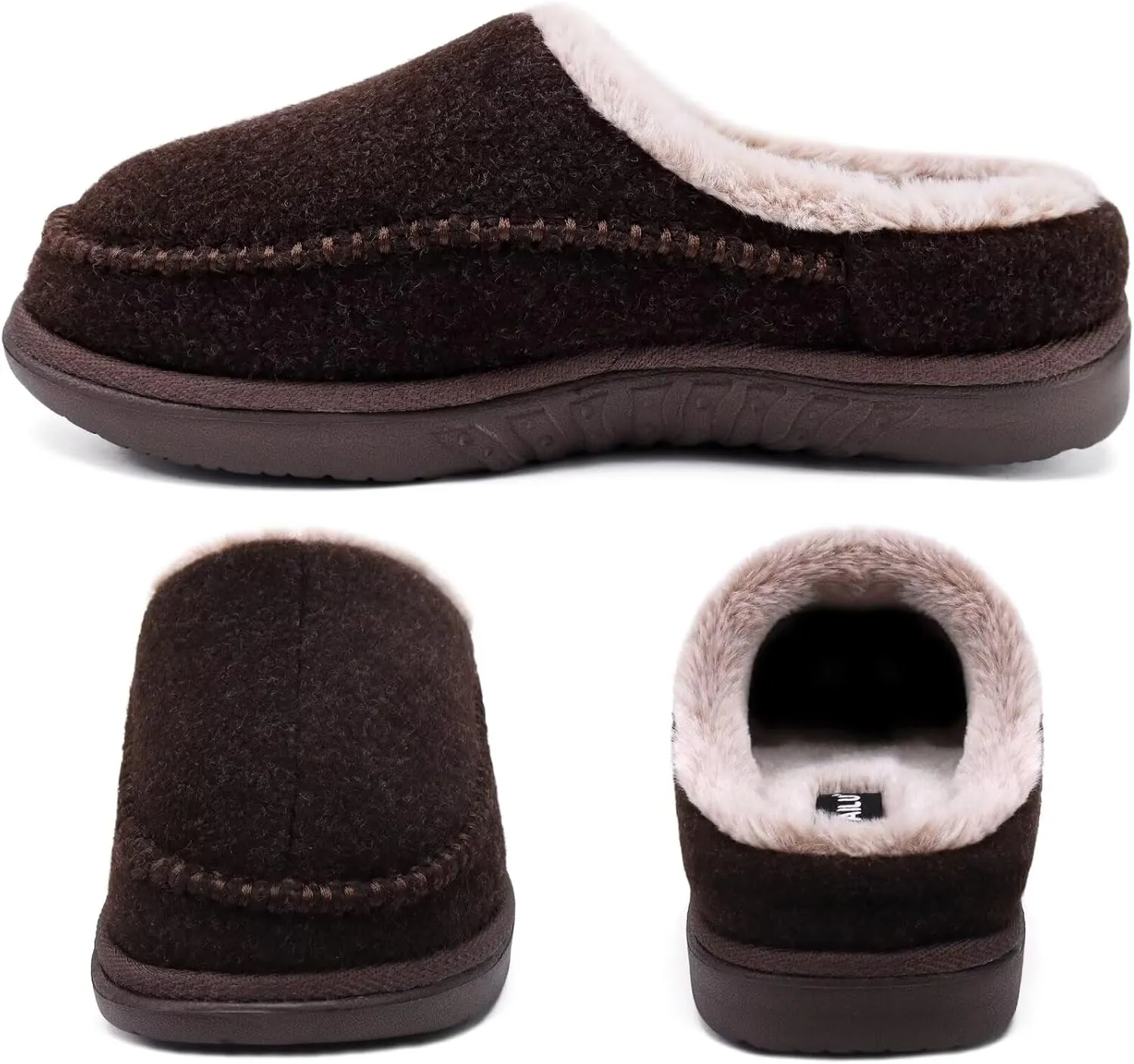 KuaiLu Mens Clog Slippers with Arch Support Suede Faux Fur Memory Foam Warm House Shoes Comfortable Slip-on Mans Bedroom Indoor Outdoor Slippers Rubber Sole Size 7-16