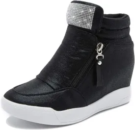 LIURUIJIA Women's Platform Hidden Wedge Sneakers High-Top Fashion Sneakers Dressy Casual Tennis Shoes Ankle Boots