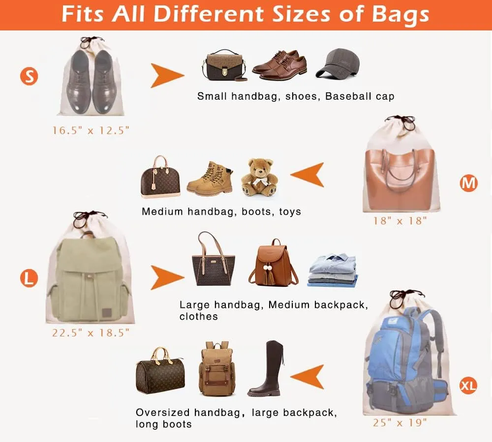 MISSLO Cotton Breathable Dust-proof Drawstring Storage Pouch Bag (Pack 3 L)