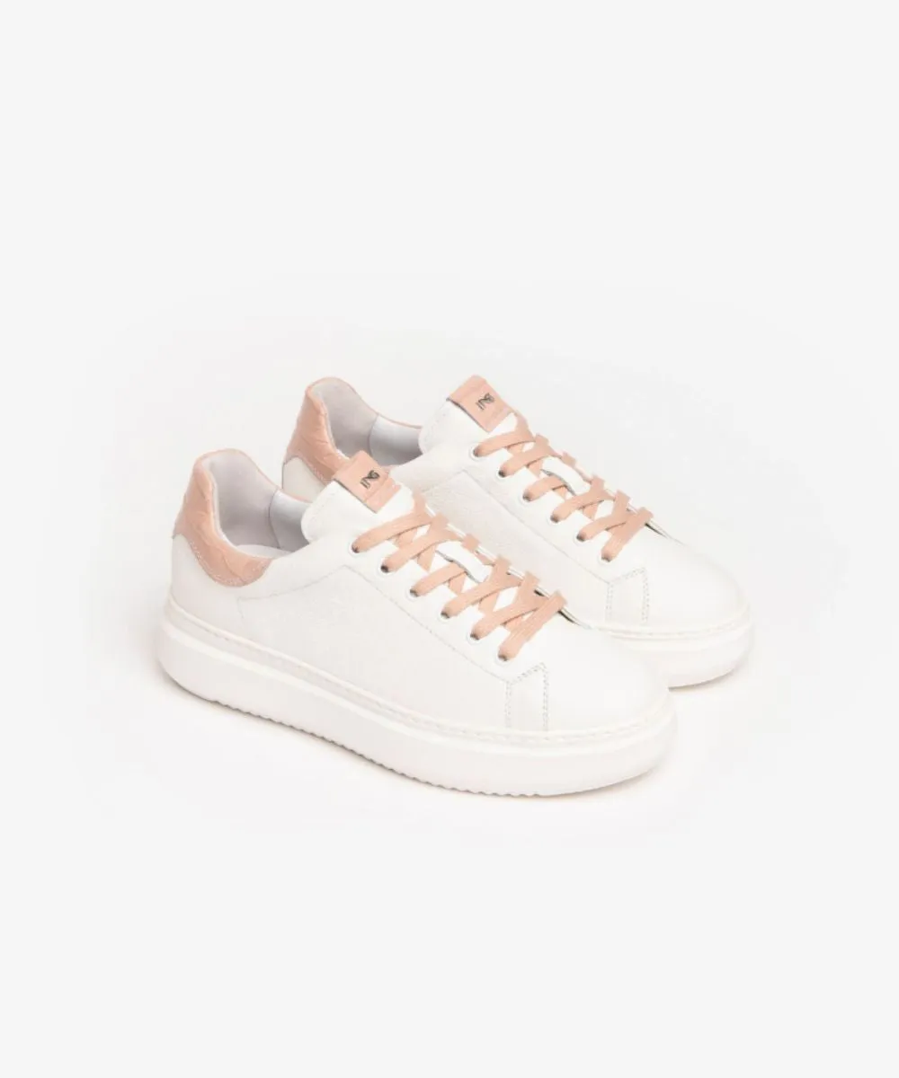 NERO GIARDINI LEATHER PLATFORM TRAINERS