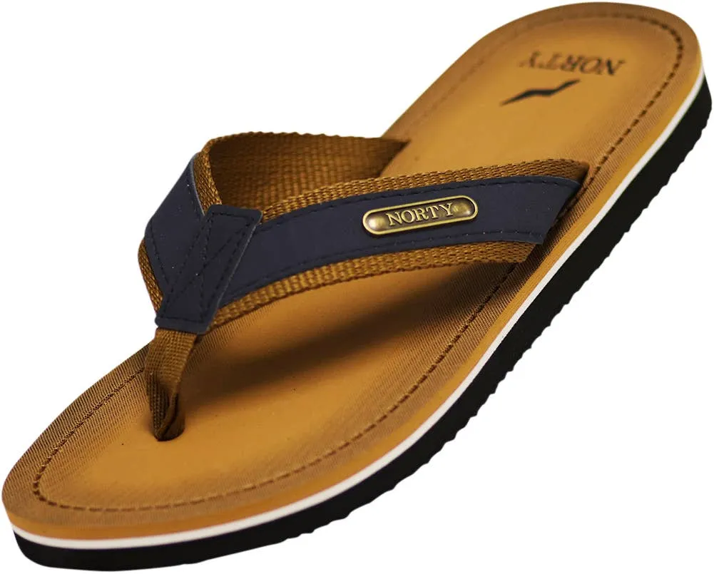 Norty Mens Flip Flop Sandal Navy Camel   11117