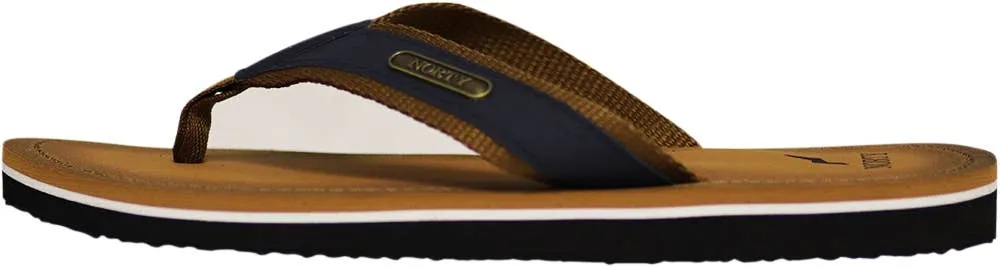 Norty Mens Flip Flop Sandal Navy Camel   11117