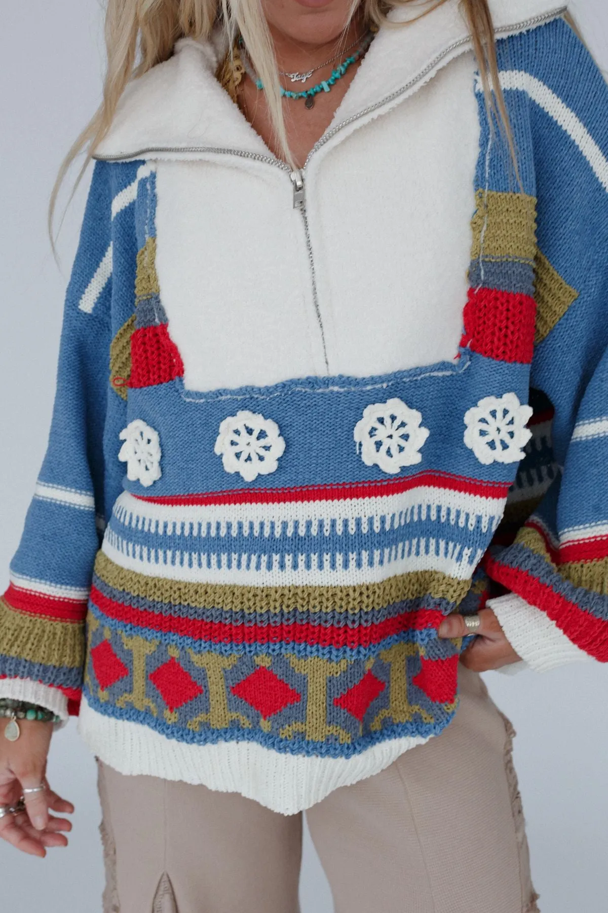 Opal Patterned Pullover - Blue Multi