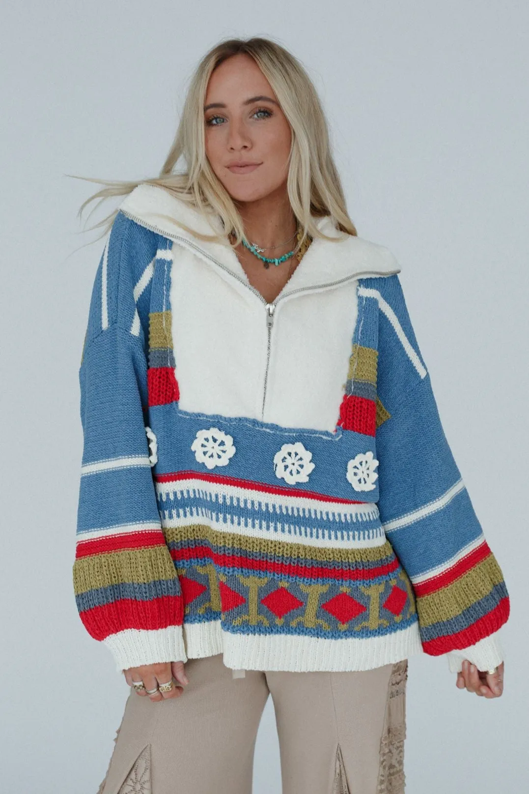 Opal Patterned Pullover - Blue Multi