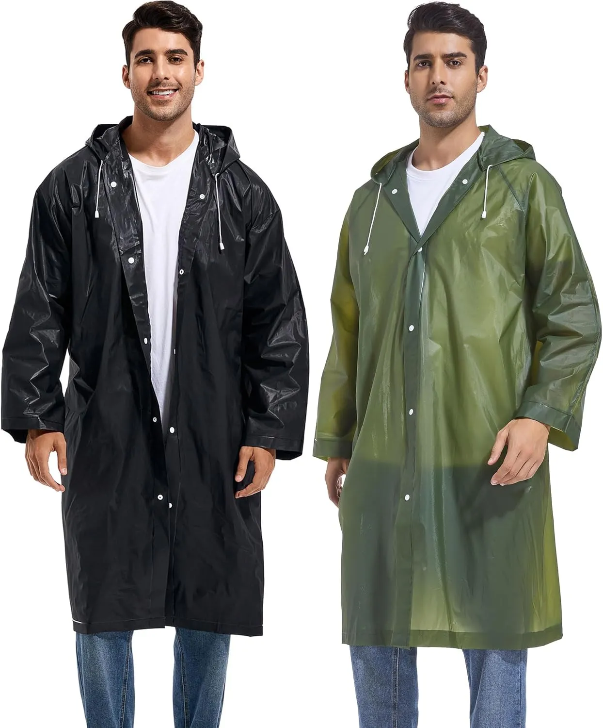 Rain Ponchos for Adults Reusable Raincoats Survival Heavy Duty Military Impermeable 2 Packs Rain Coat??
