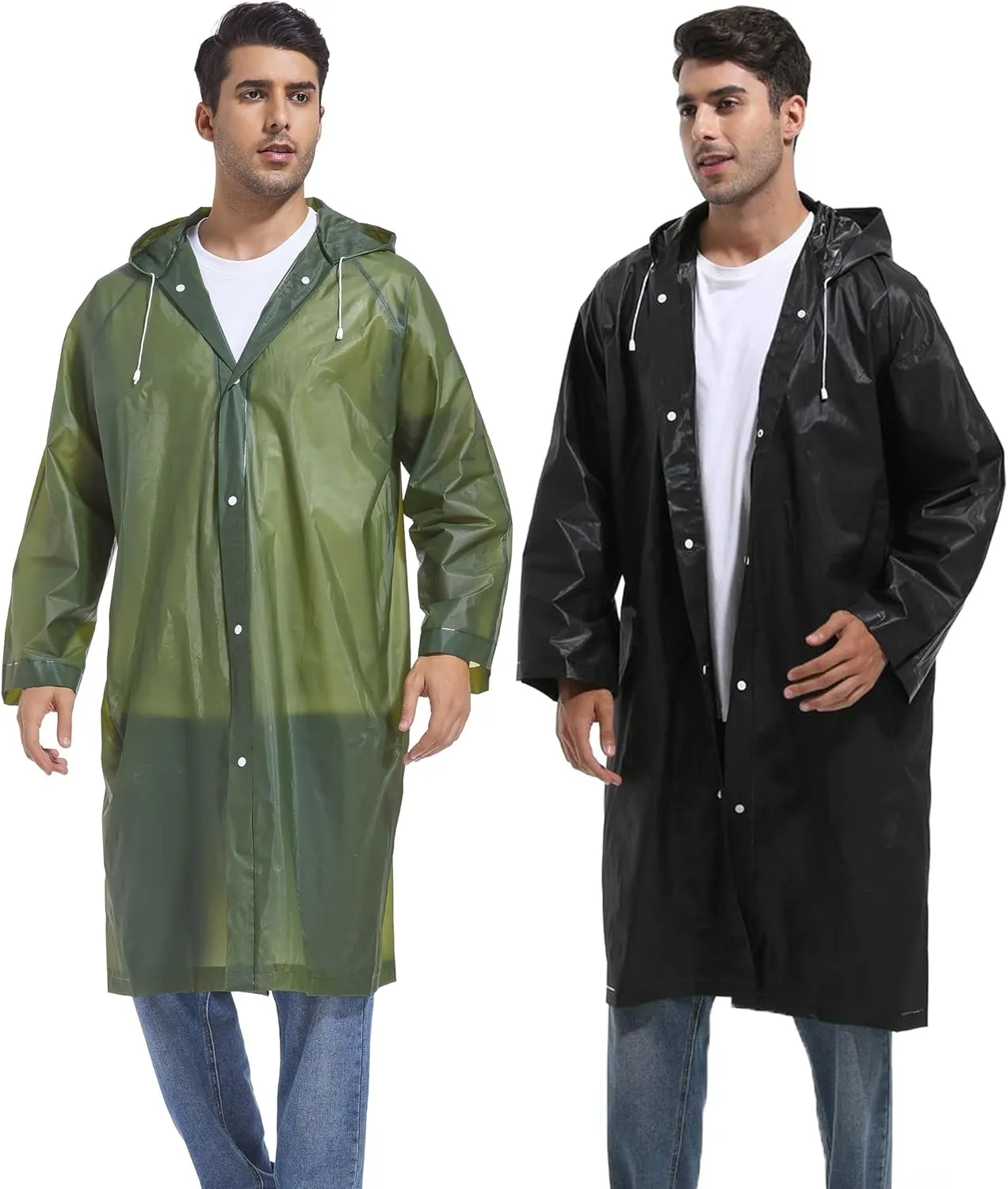 Rain Ponchos for Adults Reusable Raincoats Survival Heavy Duty Military Impermeable 2 Packs Rain Coat??
