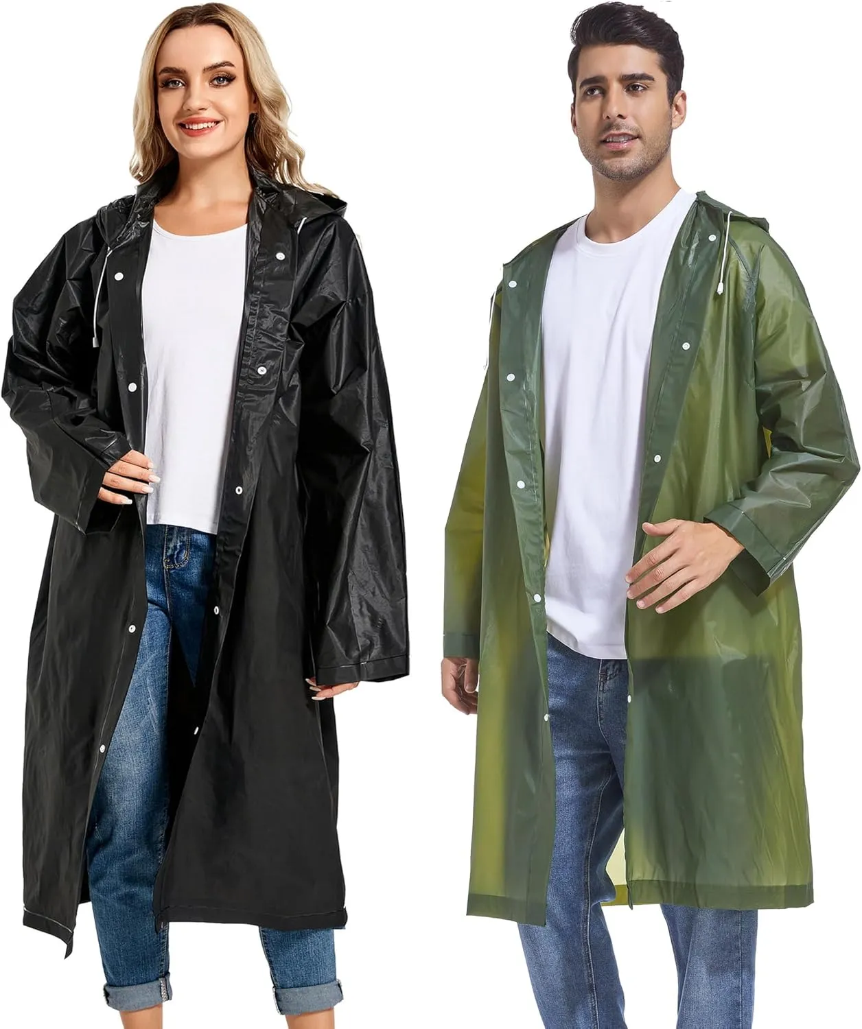 Rain Ponchos for Adults Reusable Raincoats Survival Heavy Duty Military Impermeable 2 Packs Rain Coat??