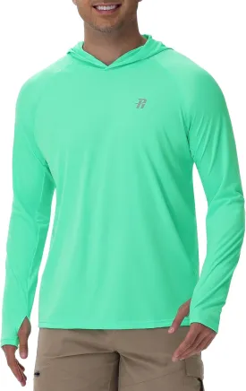 Runhit UPF 50  Fishing Shirts for Men Long Sleeve Sun Protection Hoodie Lightweight Outdoor Workout Hiking Running Rash Guard