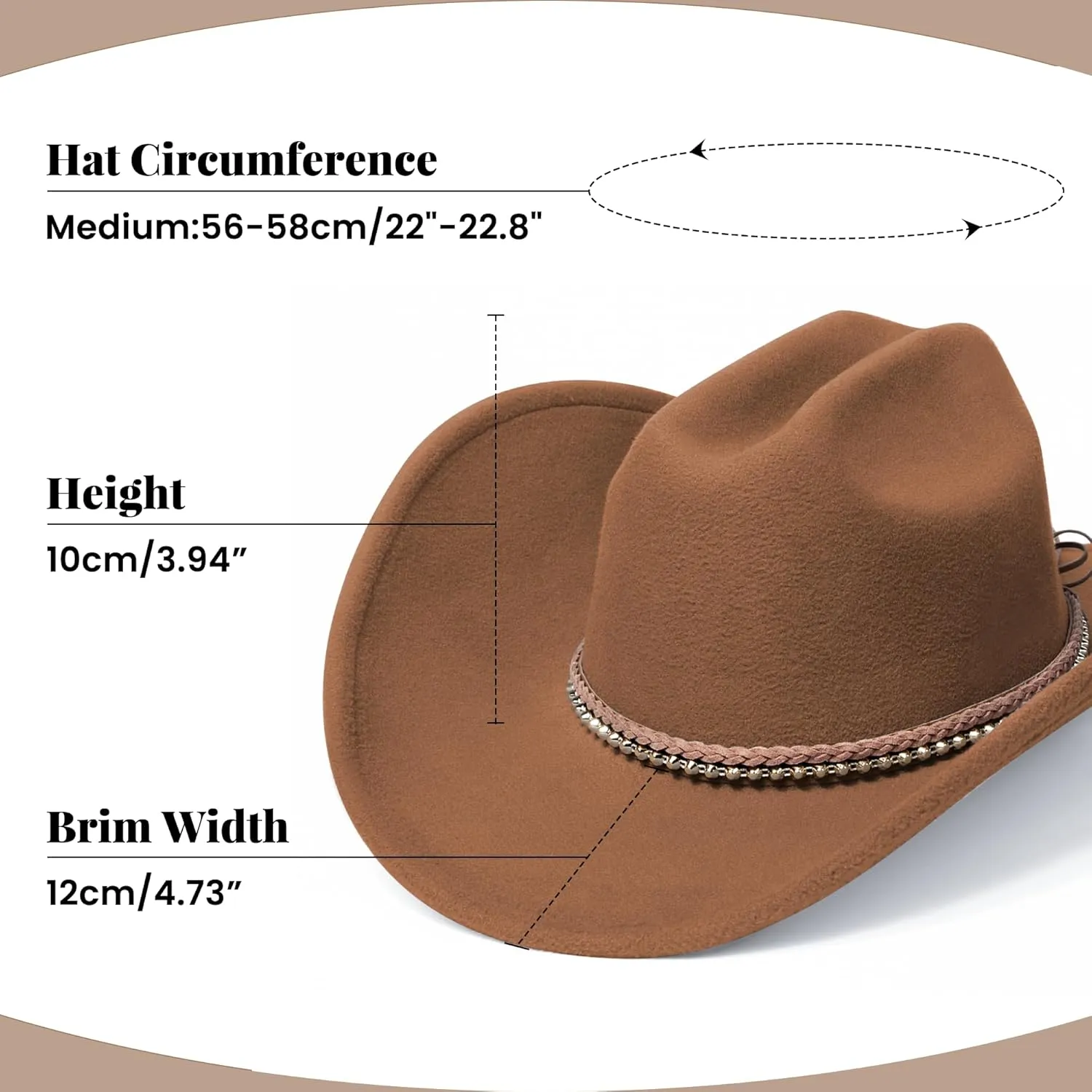 SAJUZEN Cowboy Hats for Women and Men with Wide Brim Felt Western Hats for Cowgirls and Cowboys