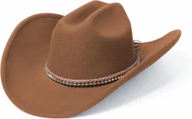 SAJUZEN Cowboy Hats for Women and Men with Wide Brim Felt Western Hats for Cowgirls and Cowboys