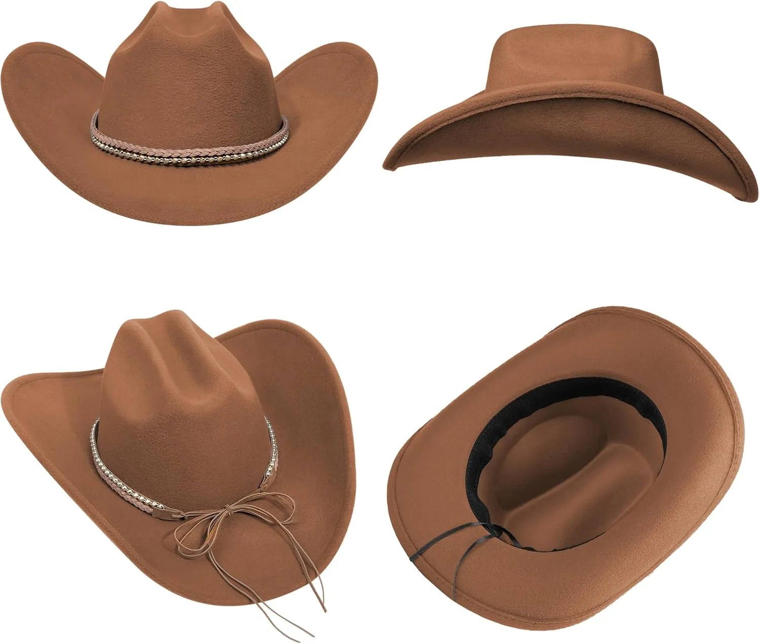 SAJUZEN Cowboy Hats for Women and Men with Wide Brim Felt Western Hats for Cowgirls and Cowboys