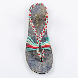 Seashell Summer Sandals for Women | Turquoise-Red-Off white