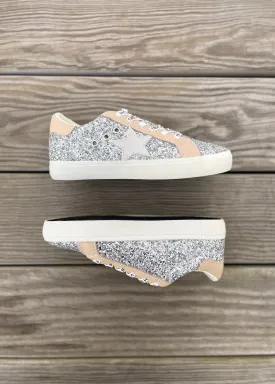 silver glitter low top sneaker