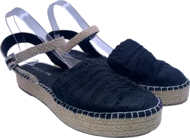 Simply Be Black Woven Espadrille Wedge Sandals UK 7