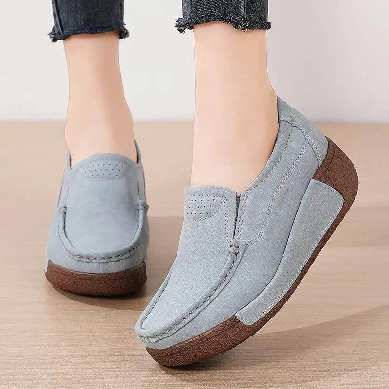 Slip-on Casual Round Toe Moccasin Platform Shoes