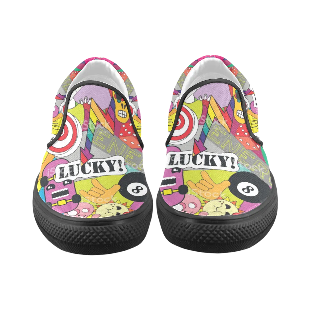 Women's print Lucky 8 Slip-on Canvas Women's sports Shoes