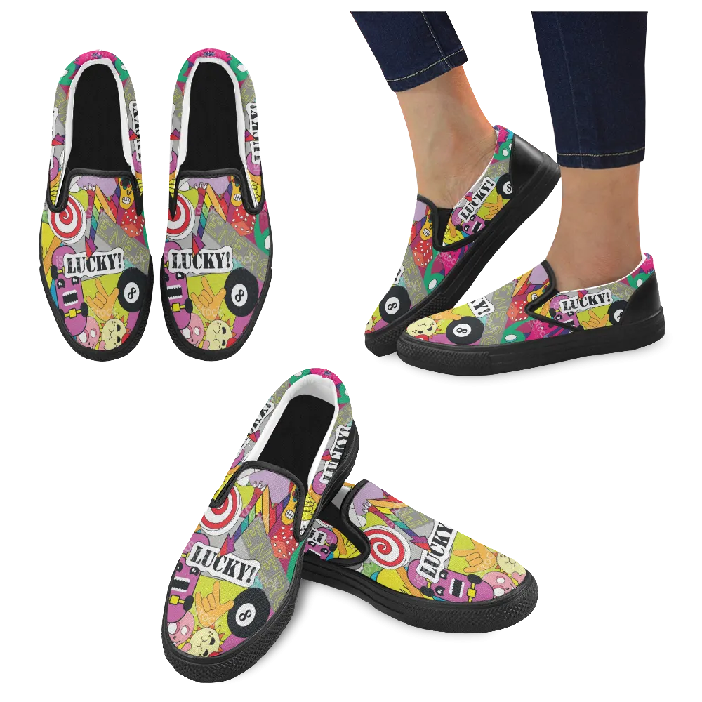 Women's print Lucky 8 Slip-on Canvas Women's sports Shoes