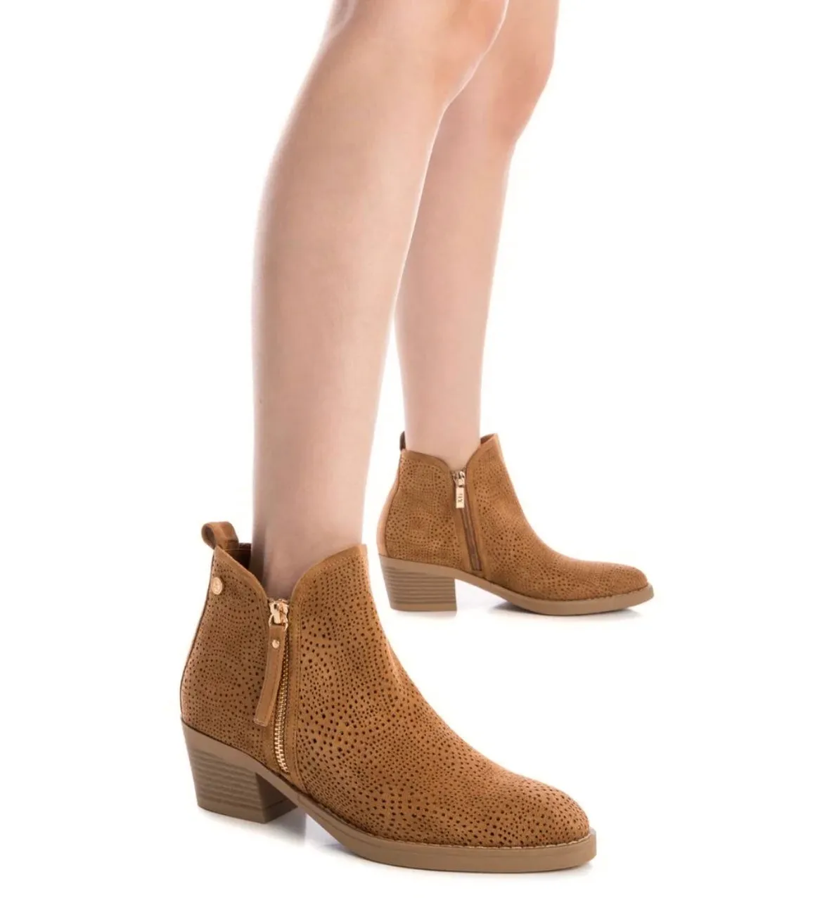 XTI Ladies Laser Cut Western Ankle Boot