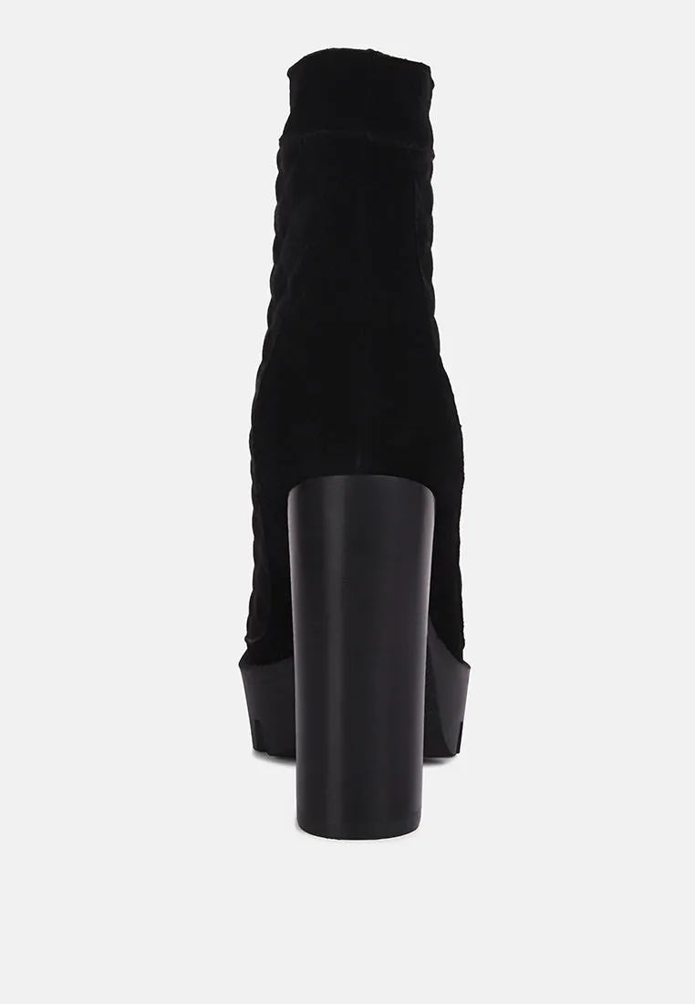 Yoko Fine Suede Quilted Ankle Boots