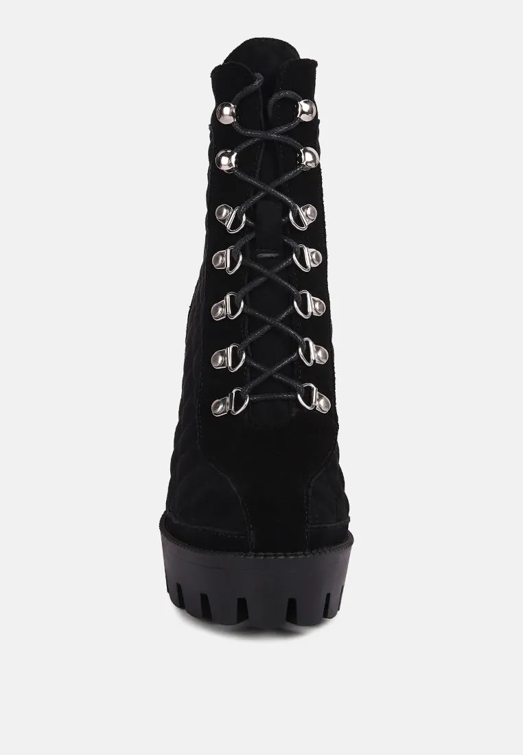 Yoko Fine Suede Quilted Ankle Boots