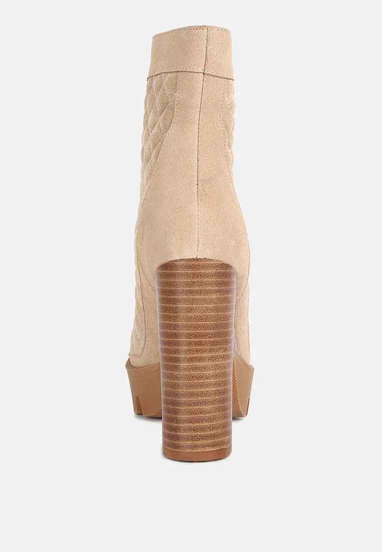 Yoko Fine Suede Quilted Ankle Boots